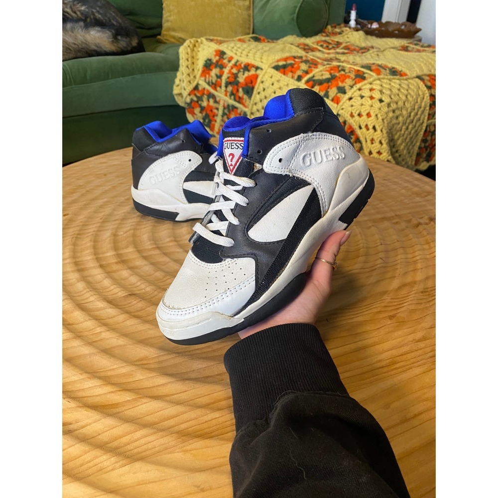 Vintage Guess High Top Sneakers Black White Blue Retro 90s Athletic Shoes Womens